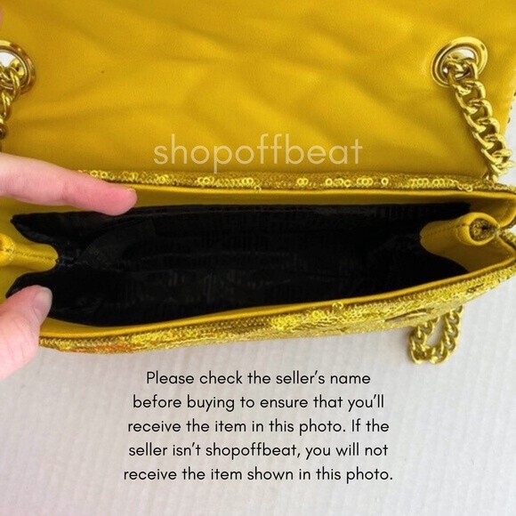 NEW Kurt Geiger Sequins Medium Kensington Bag Yellow - Picture 11 of 15